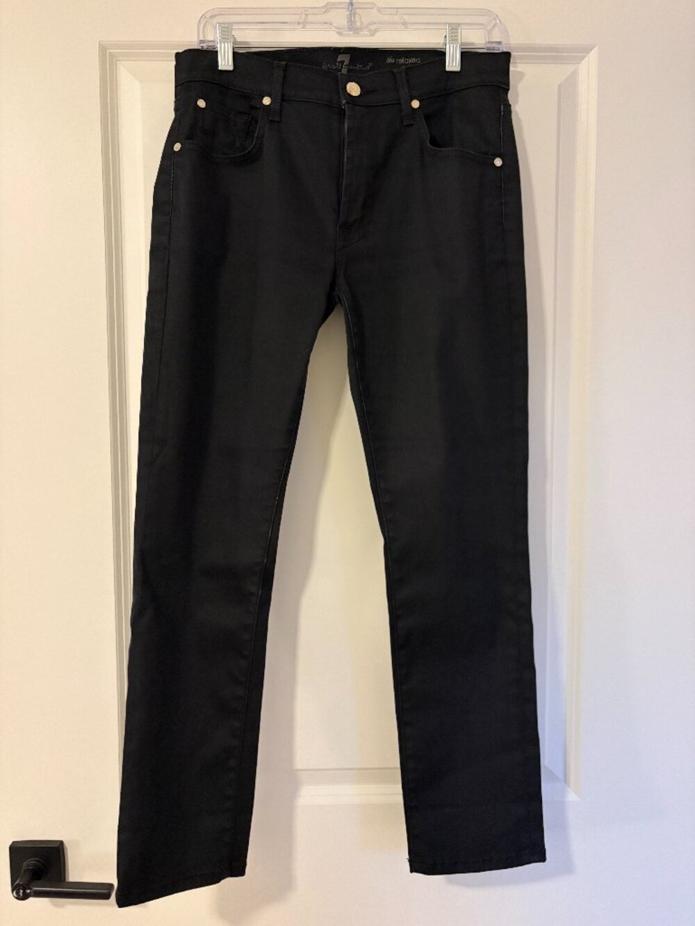 7 For All Mankind The Relaxed Skinny Black Jeans Size 28